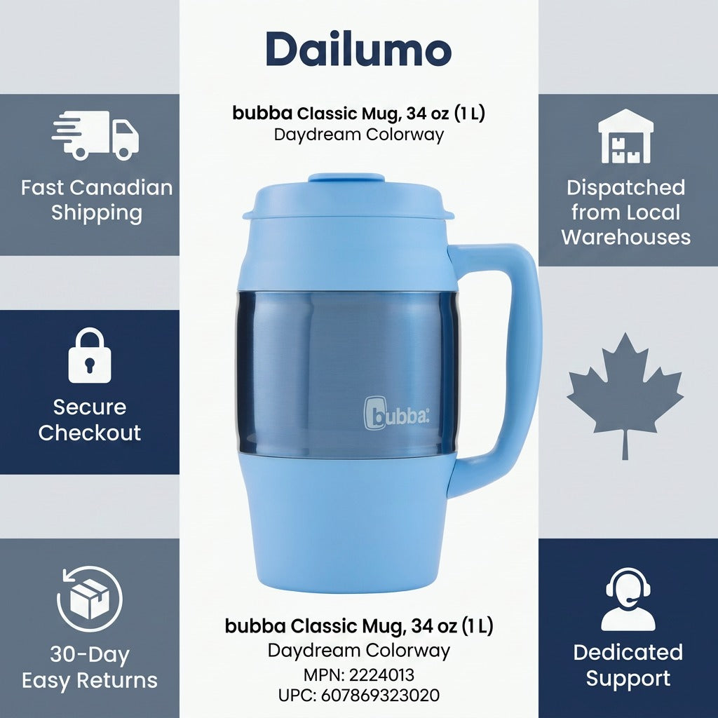 bubba Classic 34 oz Mug in Daydream with Canadian shopping badges for shipping, security, and returns.