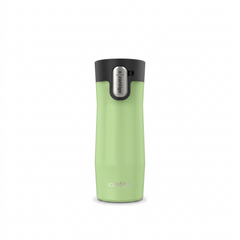 A high-resolution ecommerce hero shot of the Contigo West Loop 3.0 travel mug in Cucumber Frosted Pearl, displayed against a pure white background. The focus is sharp on the product details and brand logo.