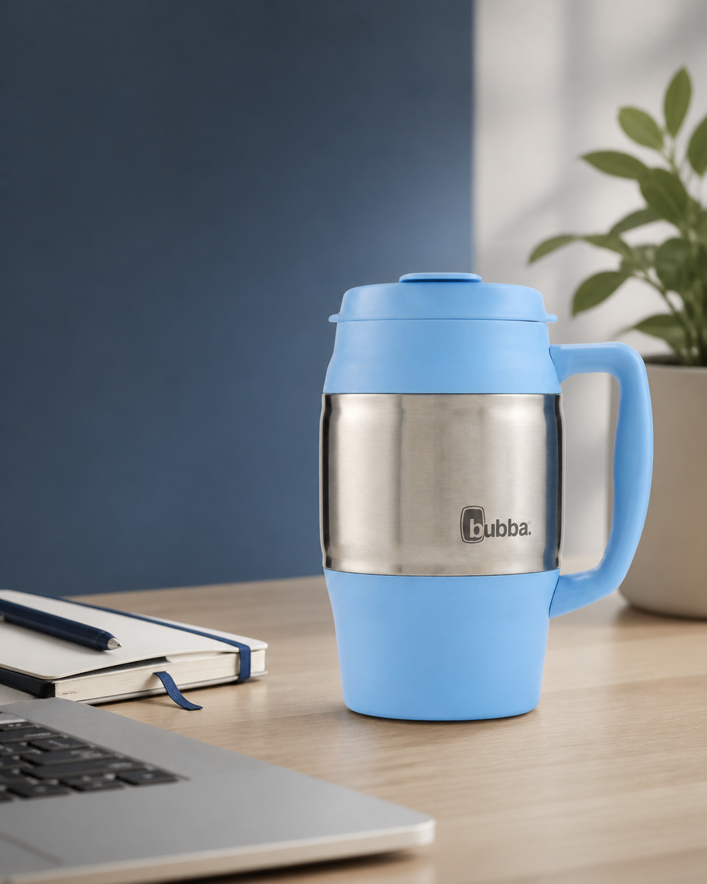 bubba insulated mug on a professional desk